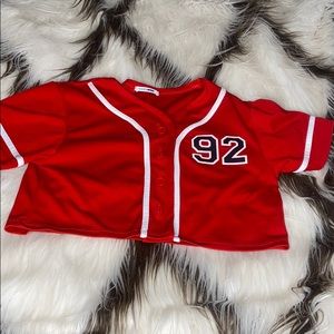 Red Crop Jersey from Fashion Nova